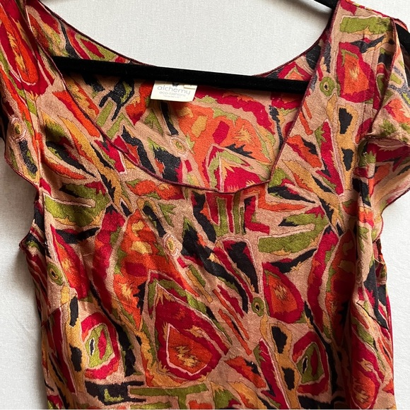 Alchemy recycled silk Asymmetrical Multicolor Top Sz M - Picture 4 of 7